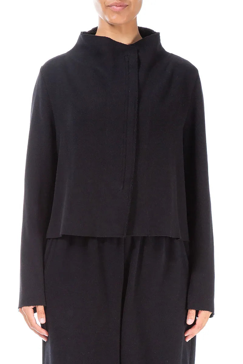 Short Black Cotton Jersey Jacket 1