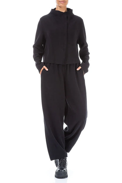Short Black Cotton Jersey Jacket 4