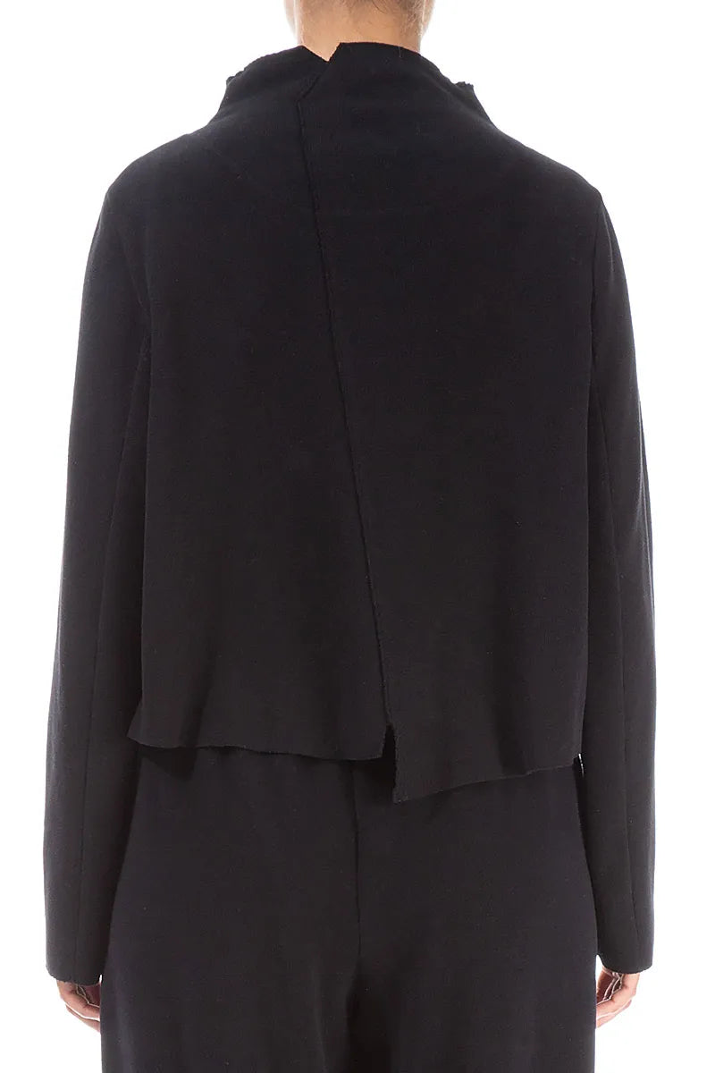 Short Black Cotton Jersey Jacket 2