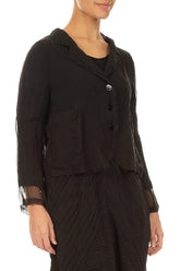 Short Black Silk Chiffon Jacket 3