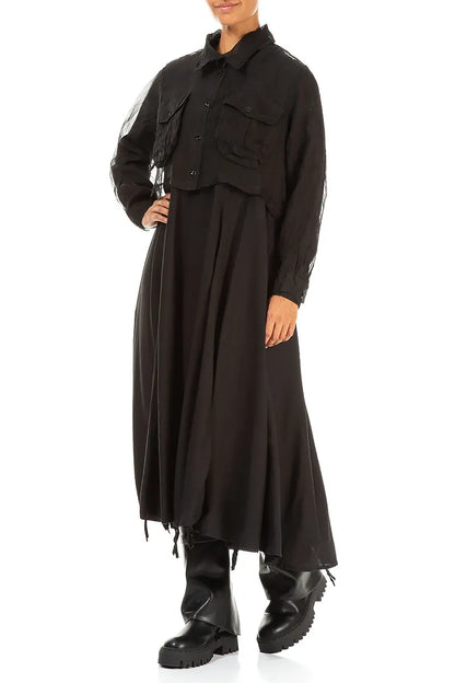 Short Black Silk Chiffon Jacket 4