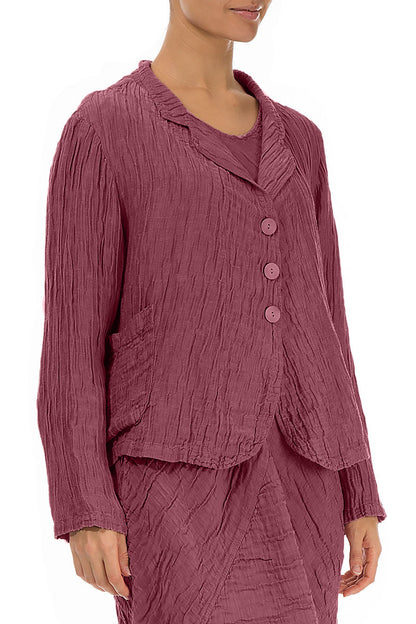 Kurze, zerknitterte Jacke aus antikrotem Seidensatin