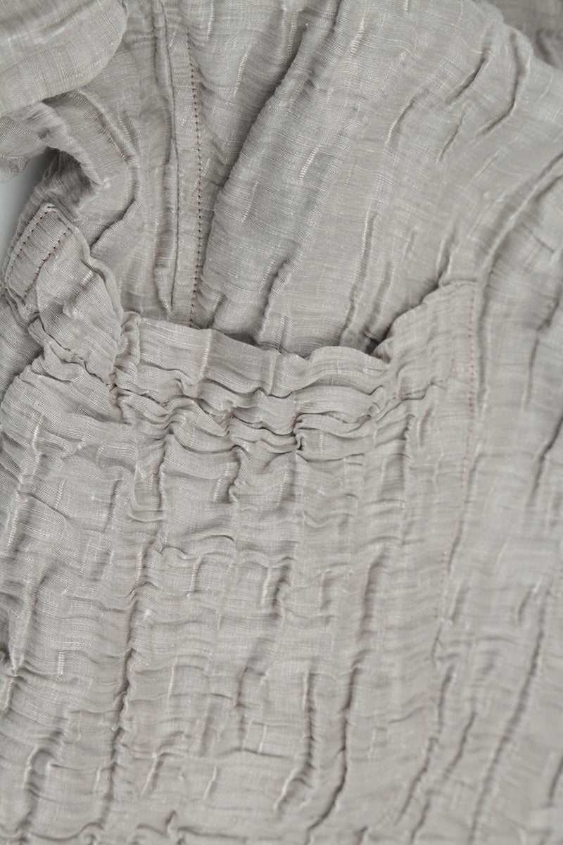 Short Crinkled Beige Silk Jacket