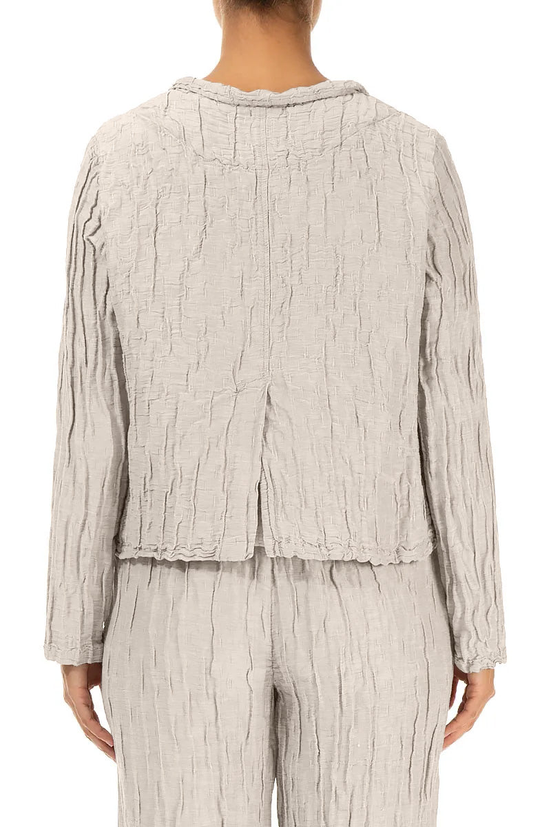Short Crinkled Beige Silk Linen Jacket 2