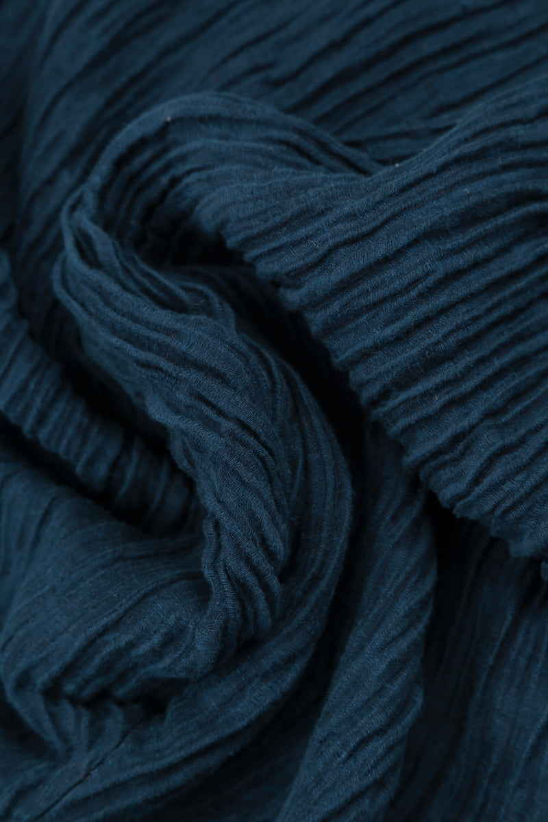 Short Crinkled Navy Silk Jacket 5