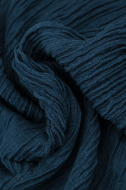 Short Crinkled Navy Silk Jacket 5