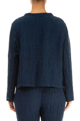 Short Crinkled Navy Silk Jacket 2