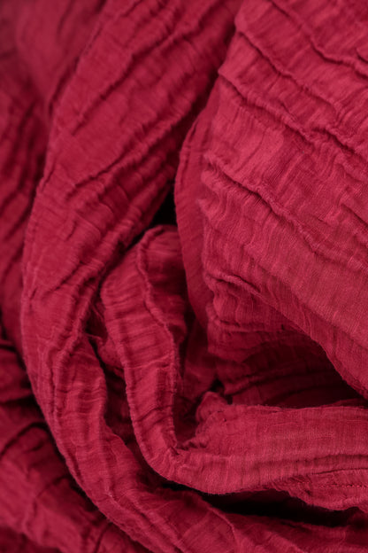 Short Crinkled Ruby Silk Linen Jacket