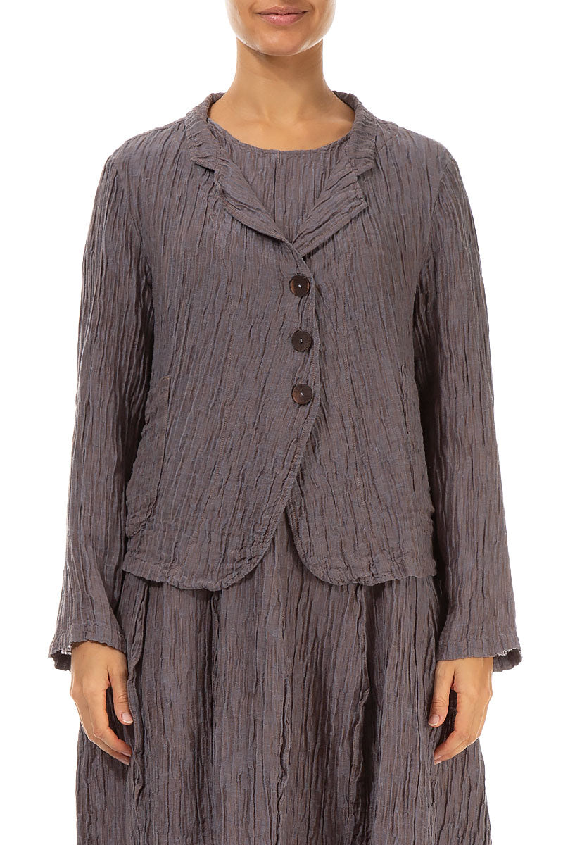 Short Crinkled Truffle Silk Jacket 1