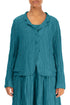 Short Crinkled Turquoise Silk Jacket 1