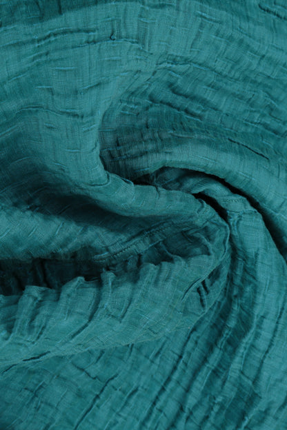 Short Crinkled Turquoise Silk Jacket 5