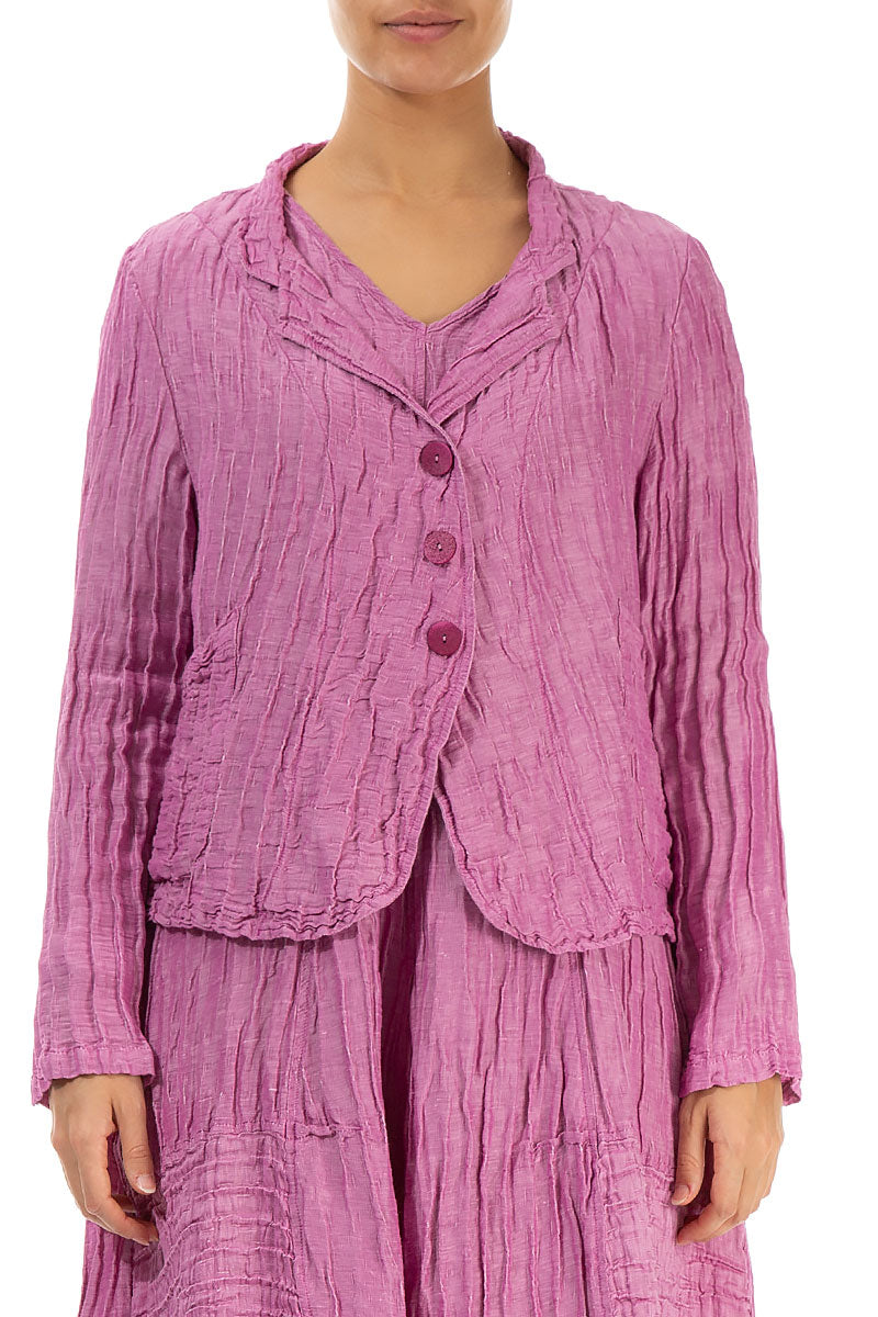 Short Crinkled Wild Berry Silk Linen Jacket 1