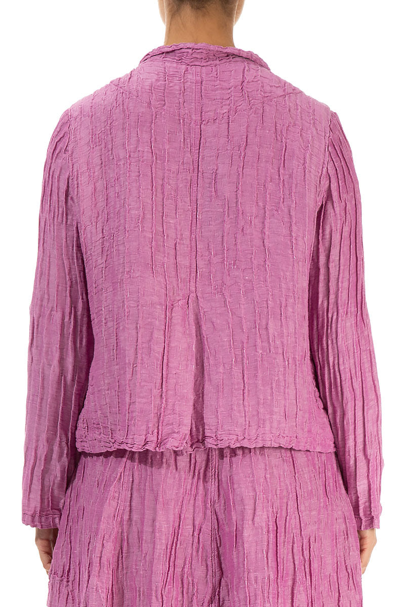 Short Crinkled Wild Berry Silk Linen Jacket 2