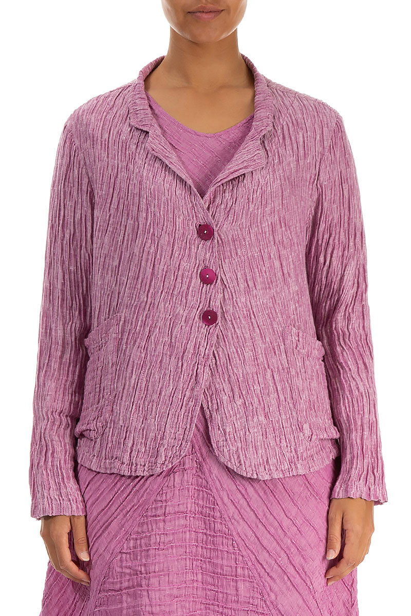 Short Crinkled Wild Berry Silk Jacket 1