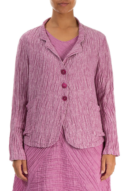Short Crinkled Wild Berry Silk Jacket 1