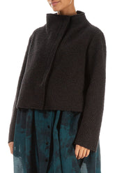 Short Dark Chocolate Plush Wool Cotton Jacket 3