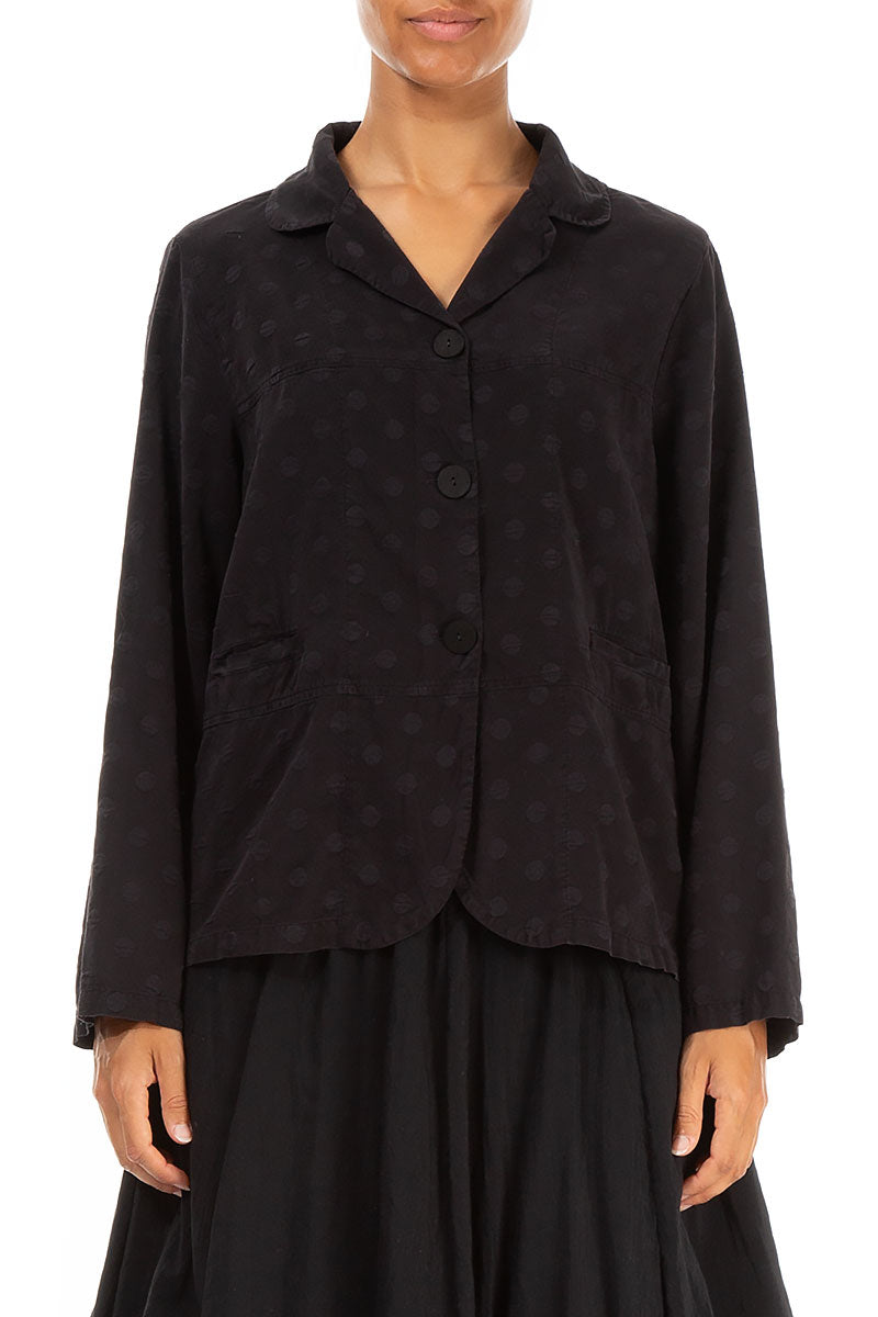 Short Dotty Black Silk Jacket 1