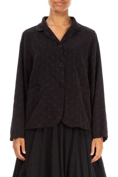 Short Dotty Black Silk Jacket 1