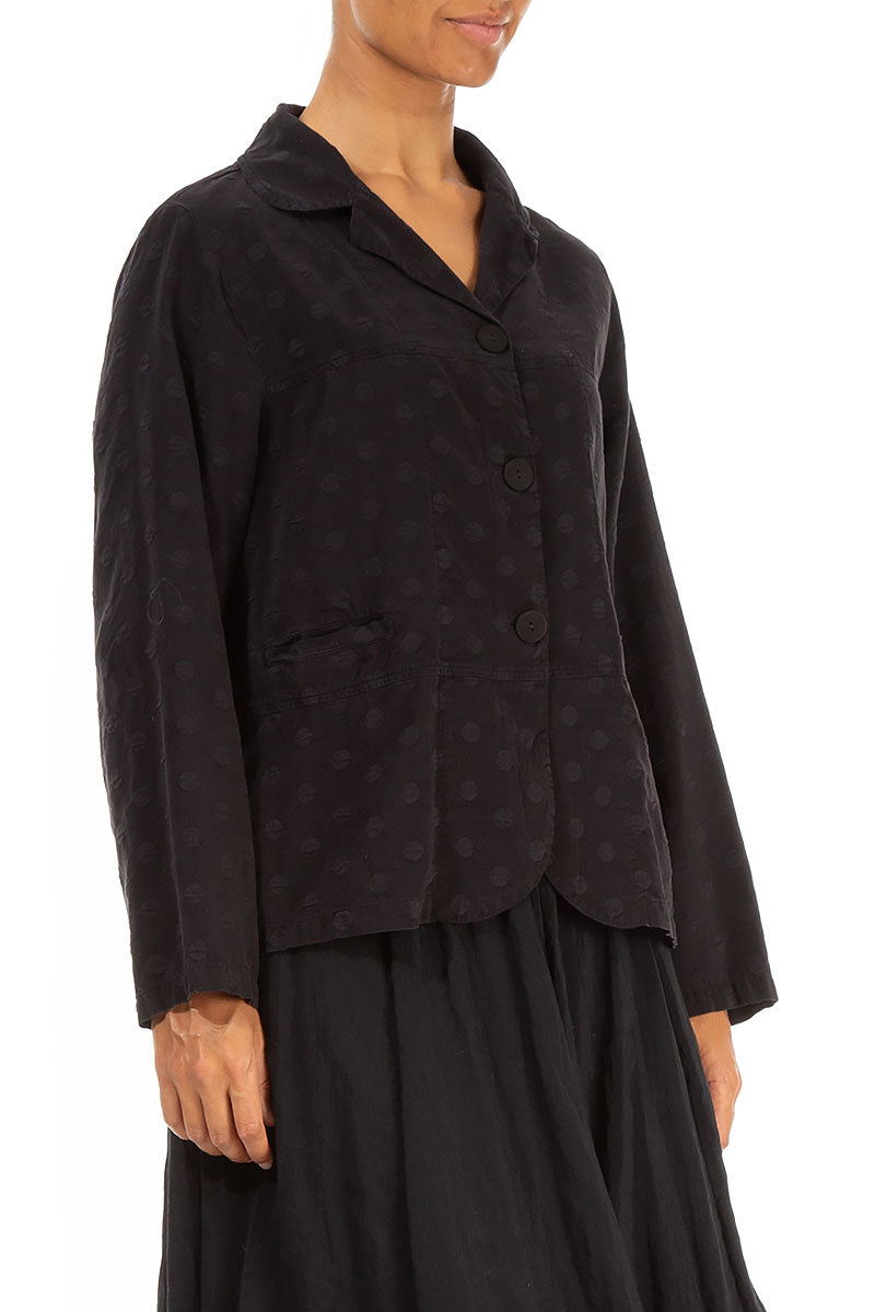 Short Dotty Black Silk Jacket 3