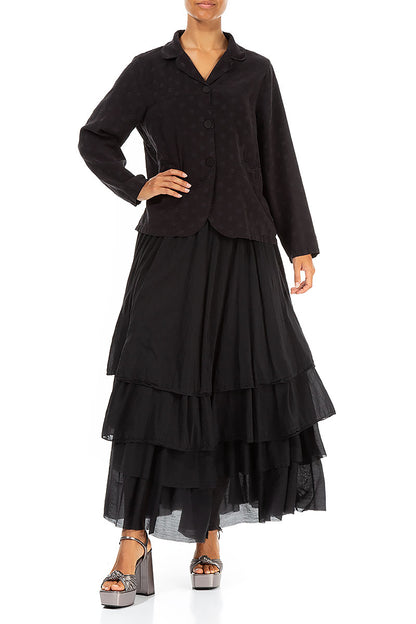 Short Dotty Black Silk Jacket 4
