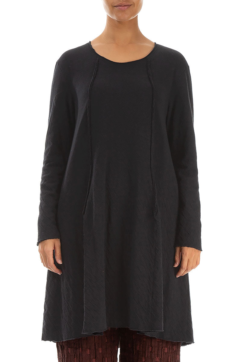 Short Grey Wavy Cotton Tunic Dress 1