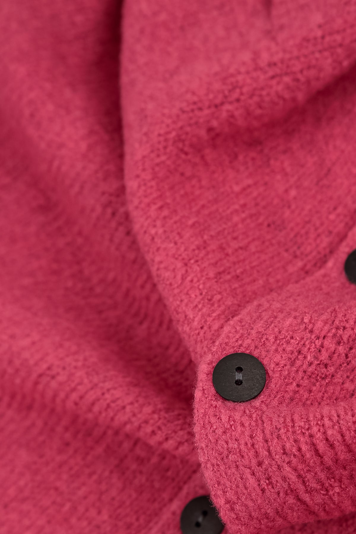 Short Loose Berry Rose Wool Cardigan