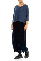 Short Loose Blue Wool Cardigan 4