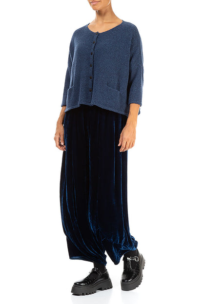 Short Loose Blue Wool Cardigan 4