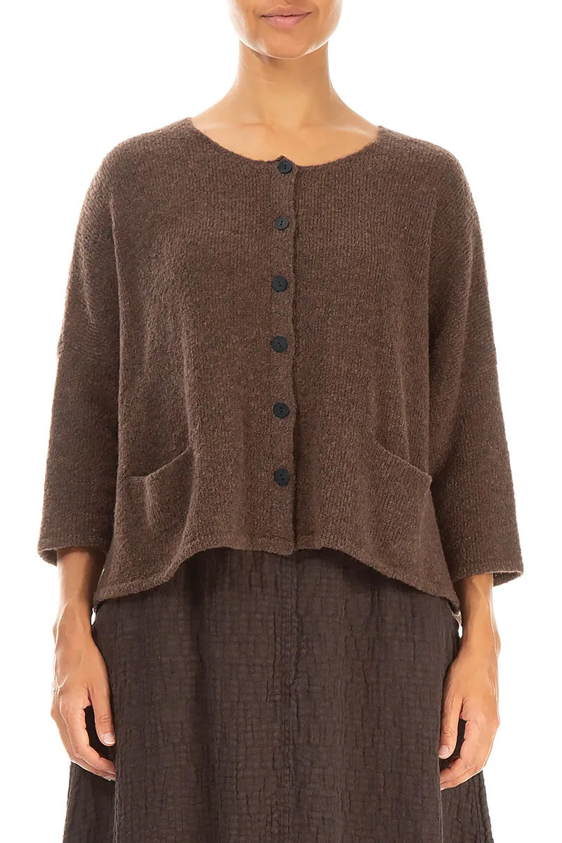 Short Loose Brown Wool Cardigan 1