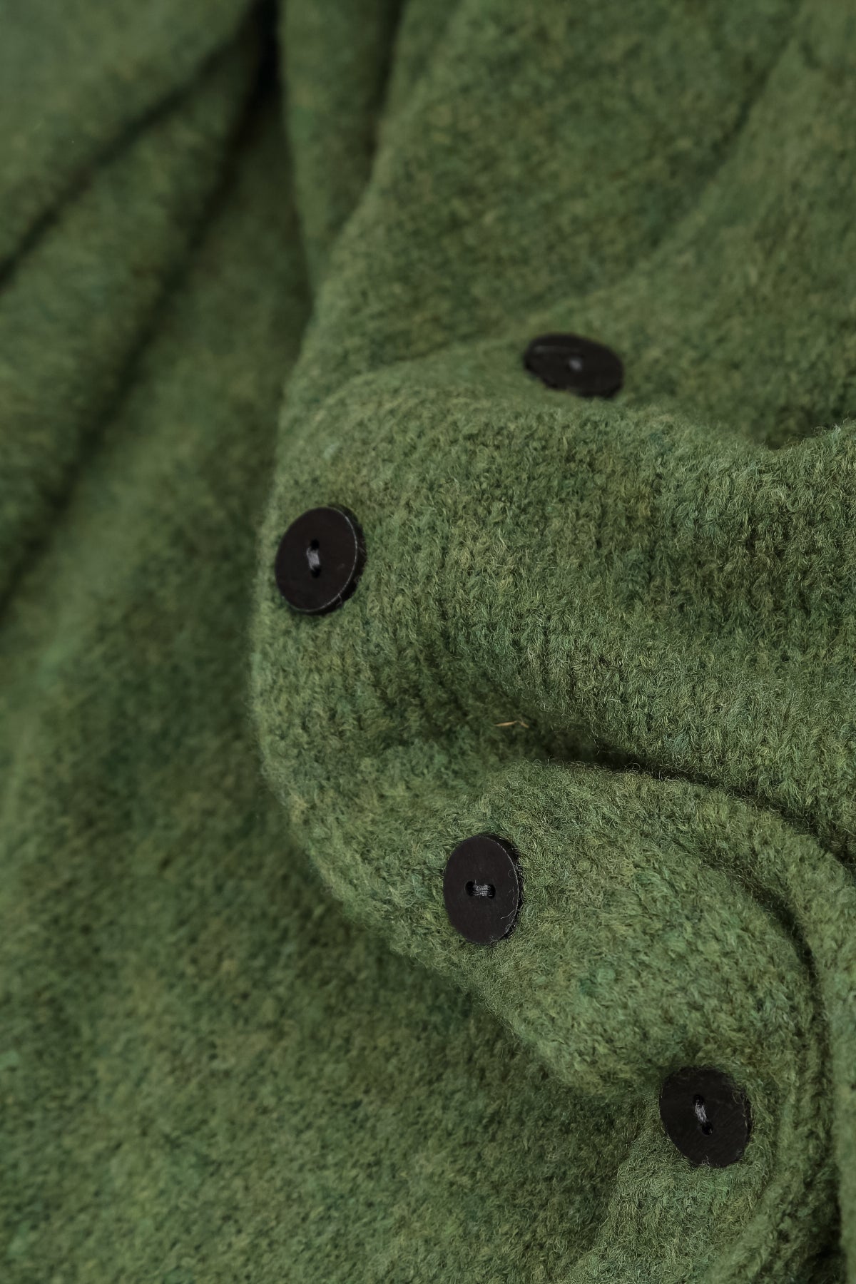Short Loose Dark Sage Wool Cardigan