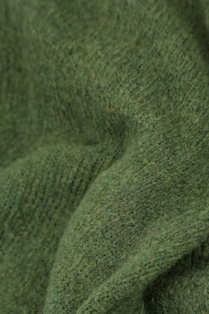 Short Loose Dark Sage Wool Cardigan