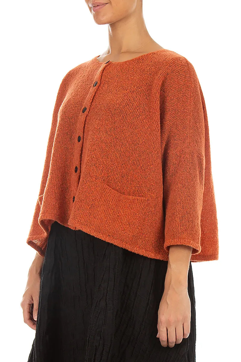 Short Loose Orange Wool Cardigan 3