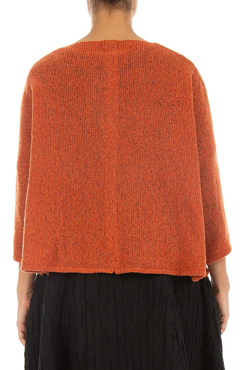 Short Loose Orange Wool Cardigan 2
