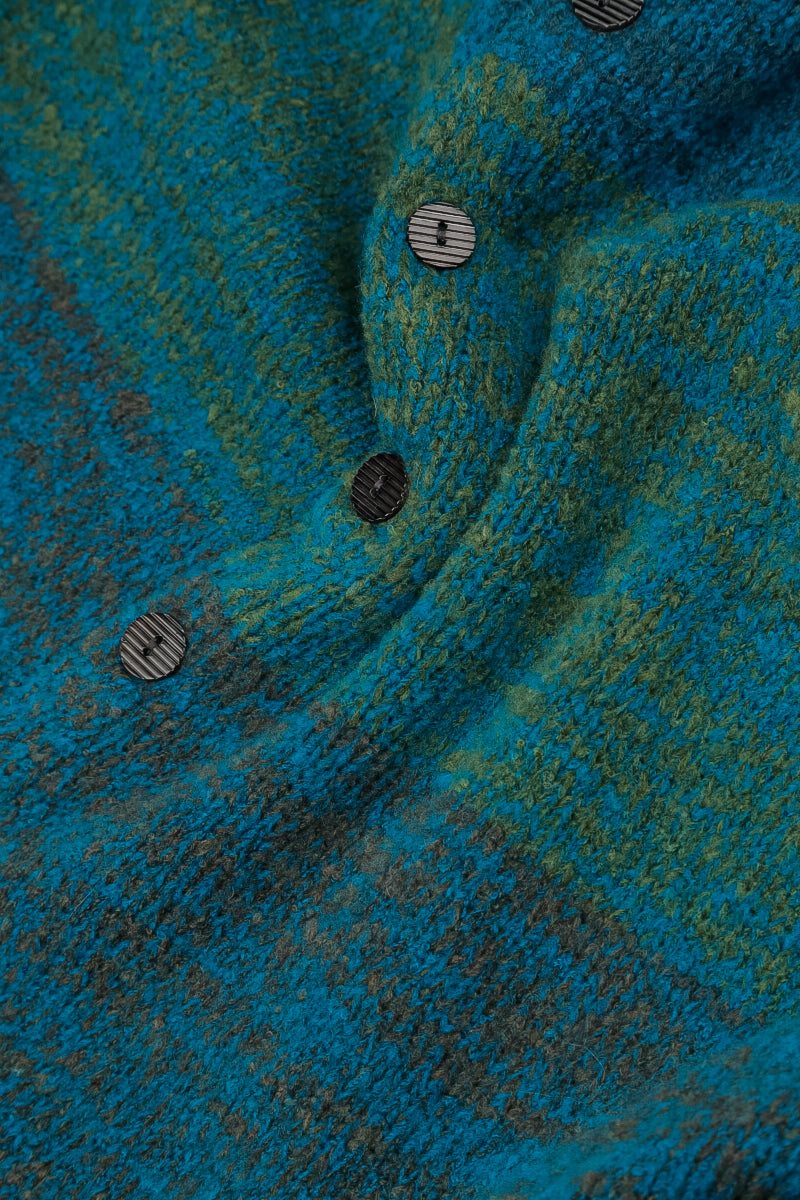 Loose Teal Mélange Wool Cardigan 6