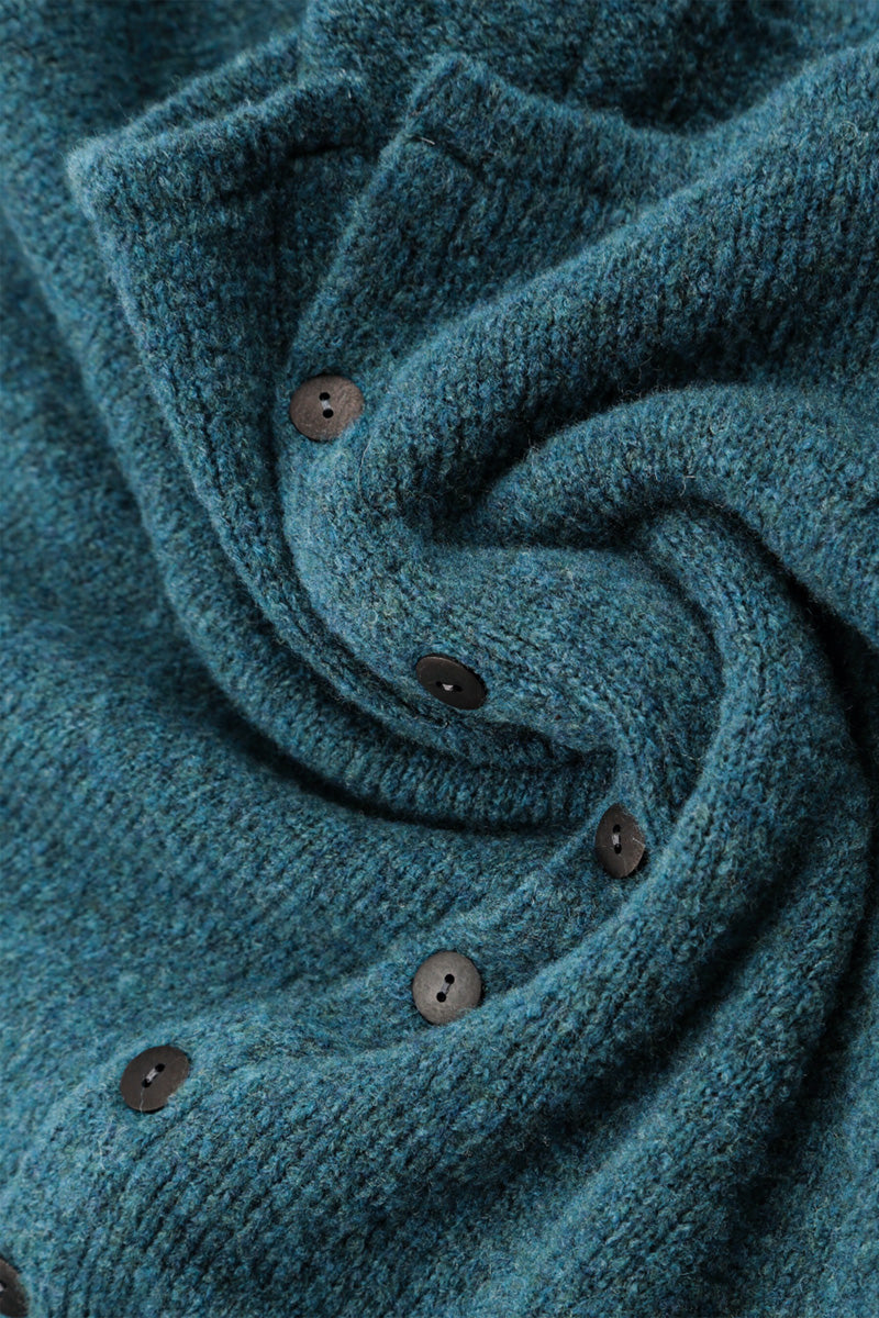 Short Loose Teal Wool Cardigan 5
