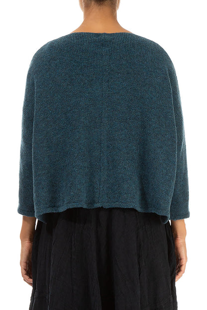 Short Loose Teal Wool Cardigan 2