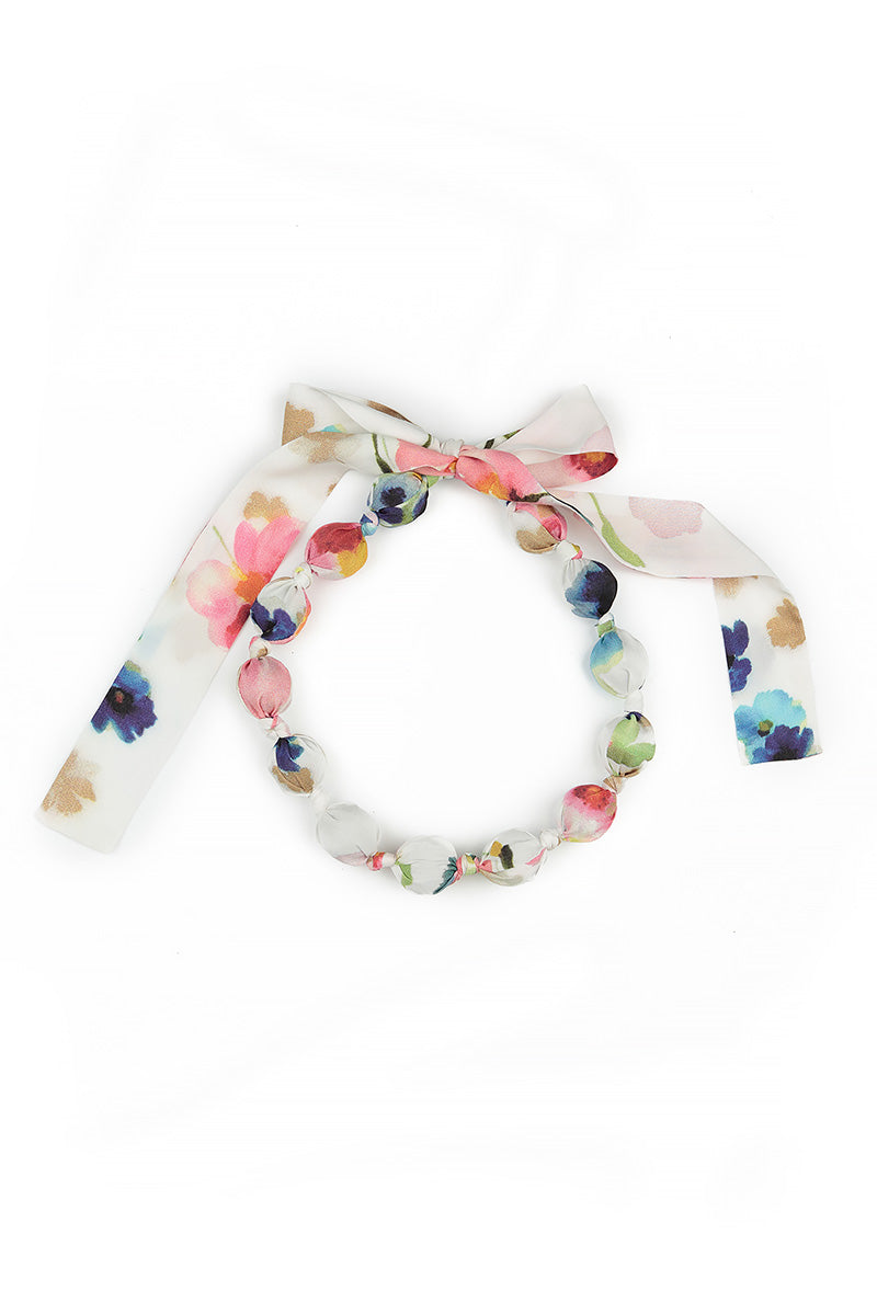 Short Primrose Silk Bamboo Bead Necklace 1