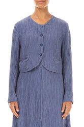 Short Rounded Crinkled Blue Nova Silk Jacket 1