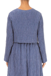 Short Rounded Crinkled Blue Nova Silk Jacket 2