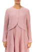 Short Rounded Crinkled Powder Pink Silk Jacket 1