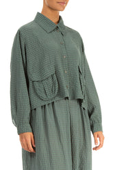 Short Sage Textured Silk Jacket 4