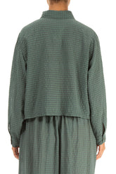 Short Sage Textured Silk Jacket 3