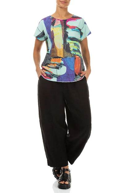 Short Sleeves Abstract Cotton Top 4
