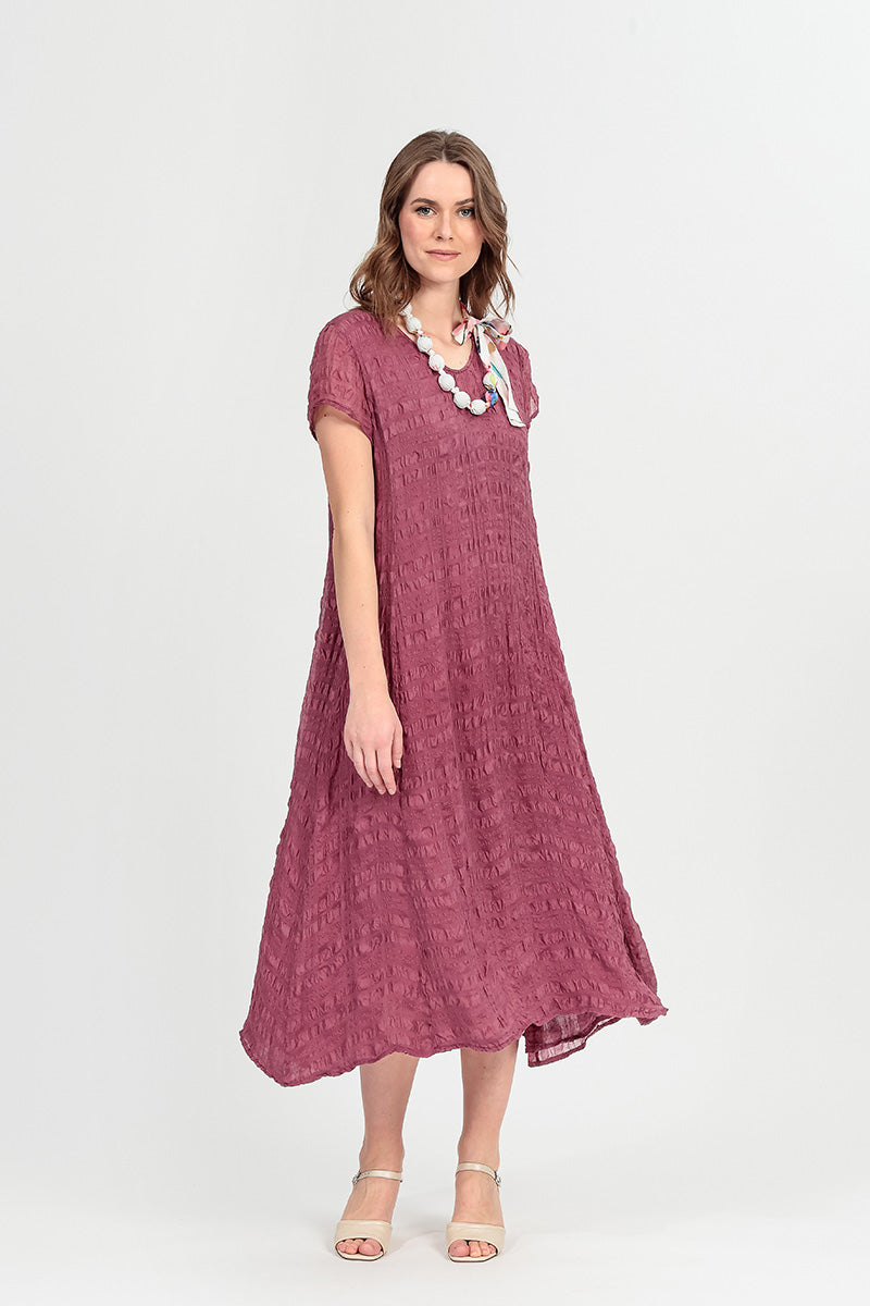 Short Sleeves Antique Ruby Light Silk Dress 7