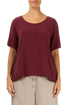 Short Sleeves Antique Ruby Linen Viscose Blouse 1