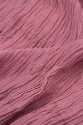 Short Sleeves Balloon Crinkled Mauve Taupe Silk Dress 5