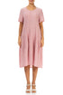 Short Sleeves Balloon Crinkled Powder Pink Silk Dress 1