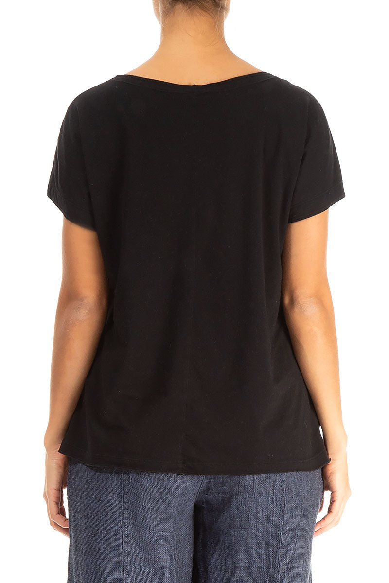 Short Sleeves Black Cotton Top 2