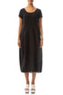 Short Sleeves Black Mélange Linen Dress 1