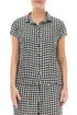 Short Sleeves Black & White Check Linen Jacket 1
